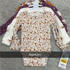 Carter's Long Sleeve Floral Bodysuit - Cream, Brown, Orange